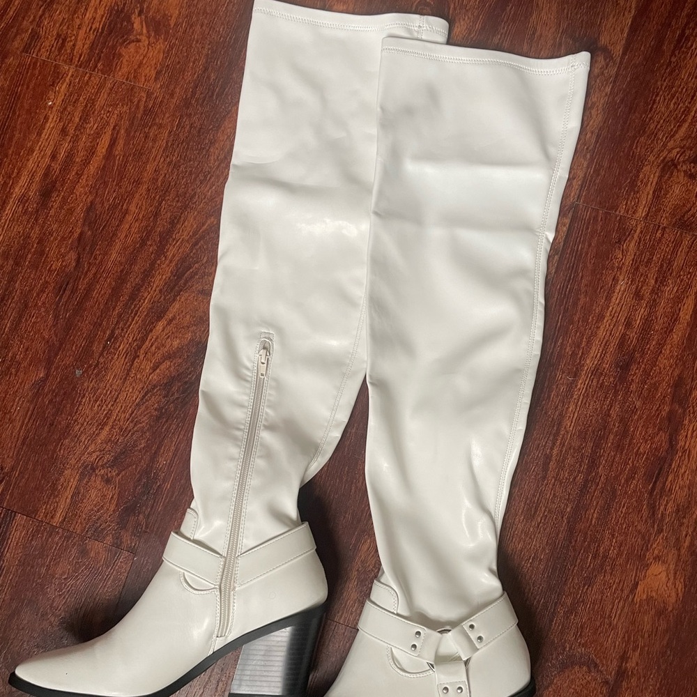Tall White Chunky boots